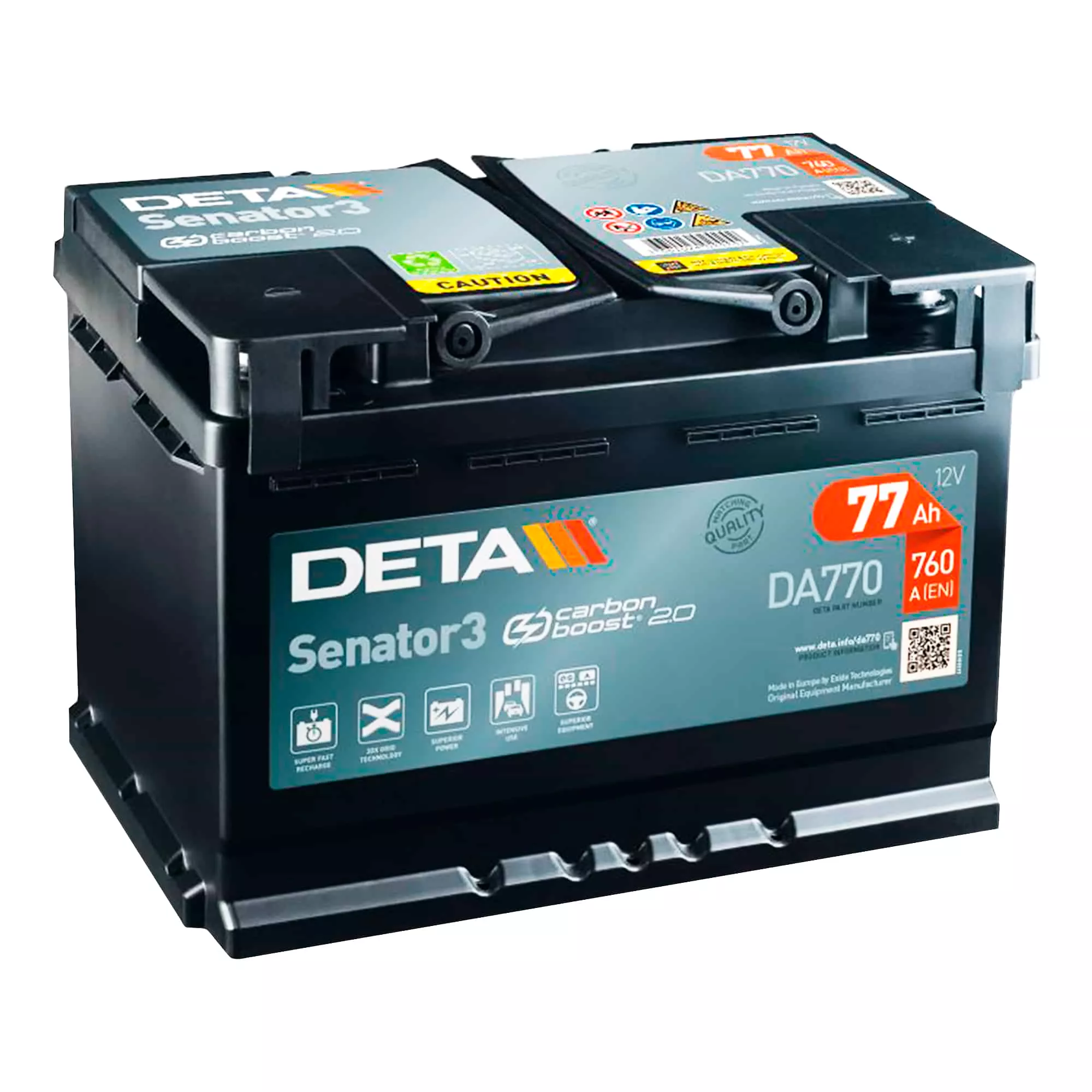 Автомобильный аккумулятор DETA 6CT-77Ah АзЕ Senator 3 (DA770)