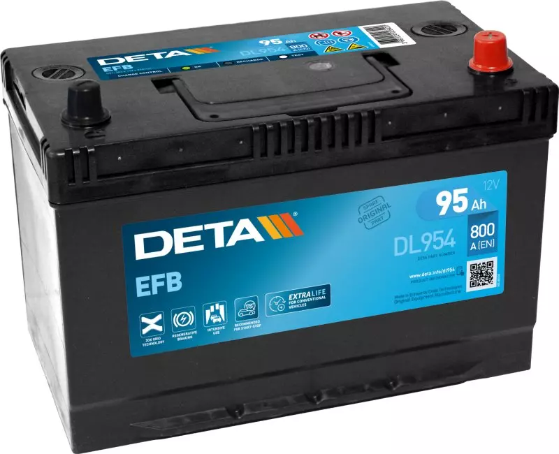 Автомобильный аккумулятор DETA 6CT-95Ah ASIA EFB Start-Stop (DL954) Автомобильный аккумулятор DETA 6CT-95Ah ASIA EFB Start-Stop (DL954)
