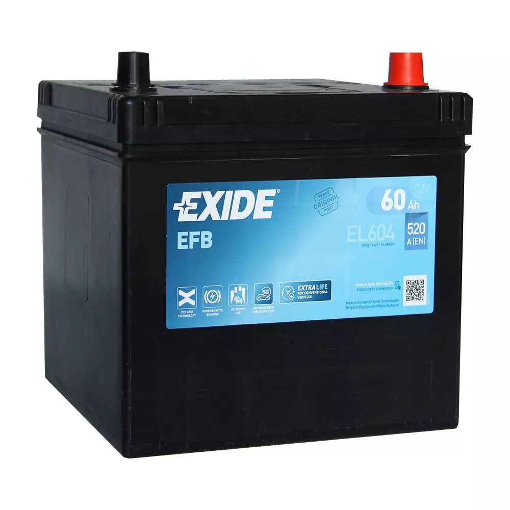 Автомобильный аккумулятор EXIDE 6СТ-60Ah АзЕ 520А EFB Start-Stop (EL604)