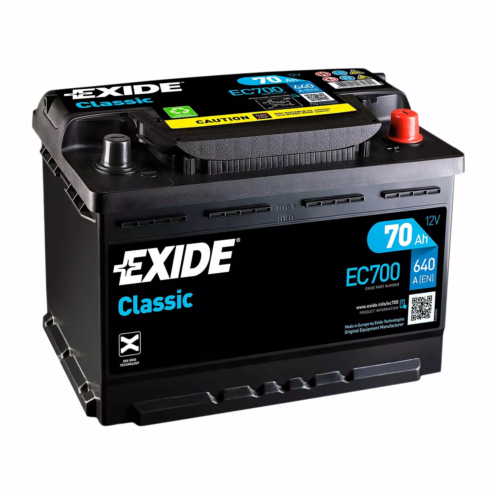 Автомобильный аккумулятор EXIDE 70Ah 640A CLASSIC АзЕ (EC700)