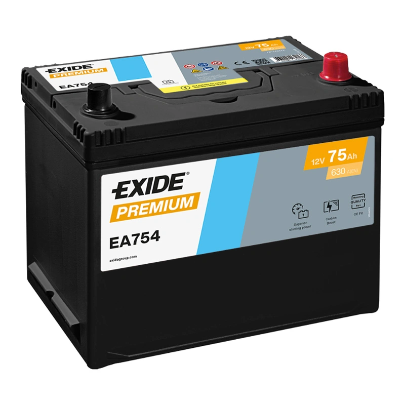 Автомобильный аккумулятор EXIDE Premium 6СТ-75Ah АзЕ ASIA 630A (EN) EA754 (4784)
