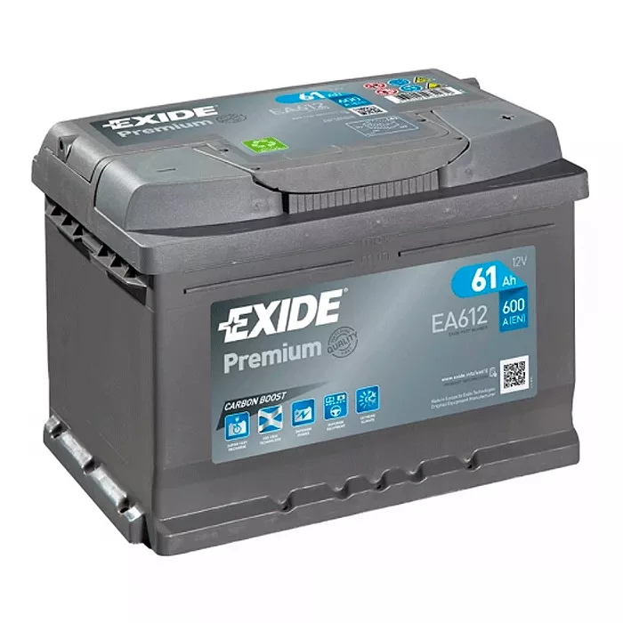 Автомобильный аккумулятор EXIDE Premium Carbon Boost 6СТ-61Ah АзЕ 600A (EN) EA612 (76101)