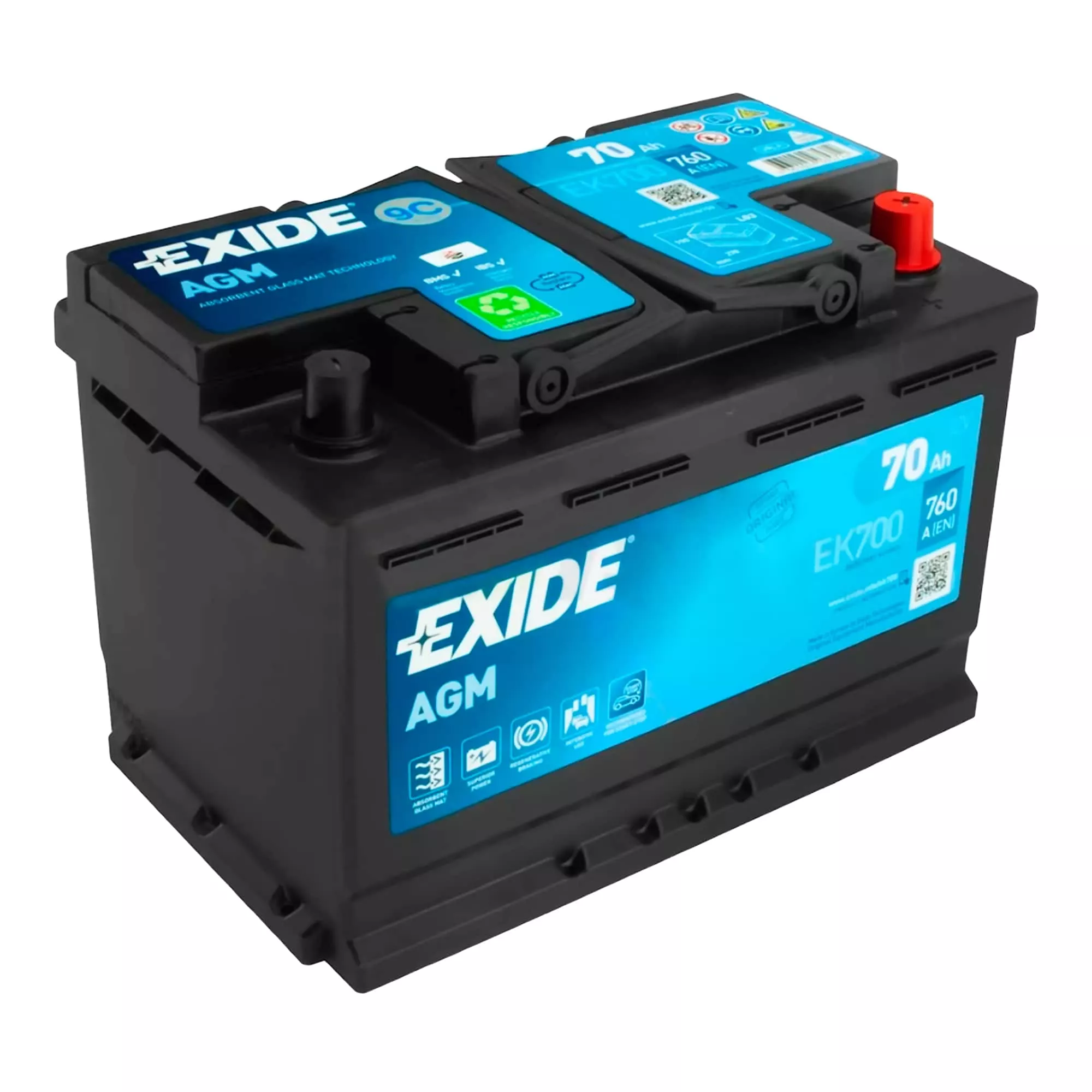 Автомобильный аккумулятор EXIDE Start-Stop AGM 6СТ-70Ah АзЕ 760A (EN) EK700 (76066)