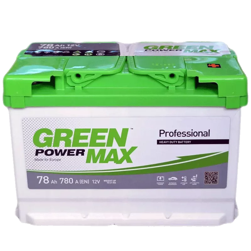 Автомобильный аккумулятор GREEN POWER MAX 6СТ-78Ah 780A АзЕ (EN) (000022372) (24440)