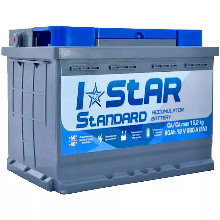 Автомобільний акумулятор I STAR Standard 6СТ-60Ah 580A Аз (EN) (560 72 02) Автомобільний акумулятор I STAR Standard 6СТ-60Ah 580A Аз (EN) (560 72 02)