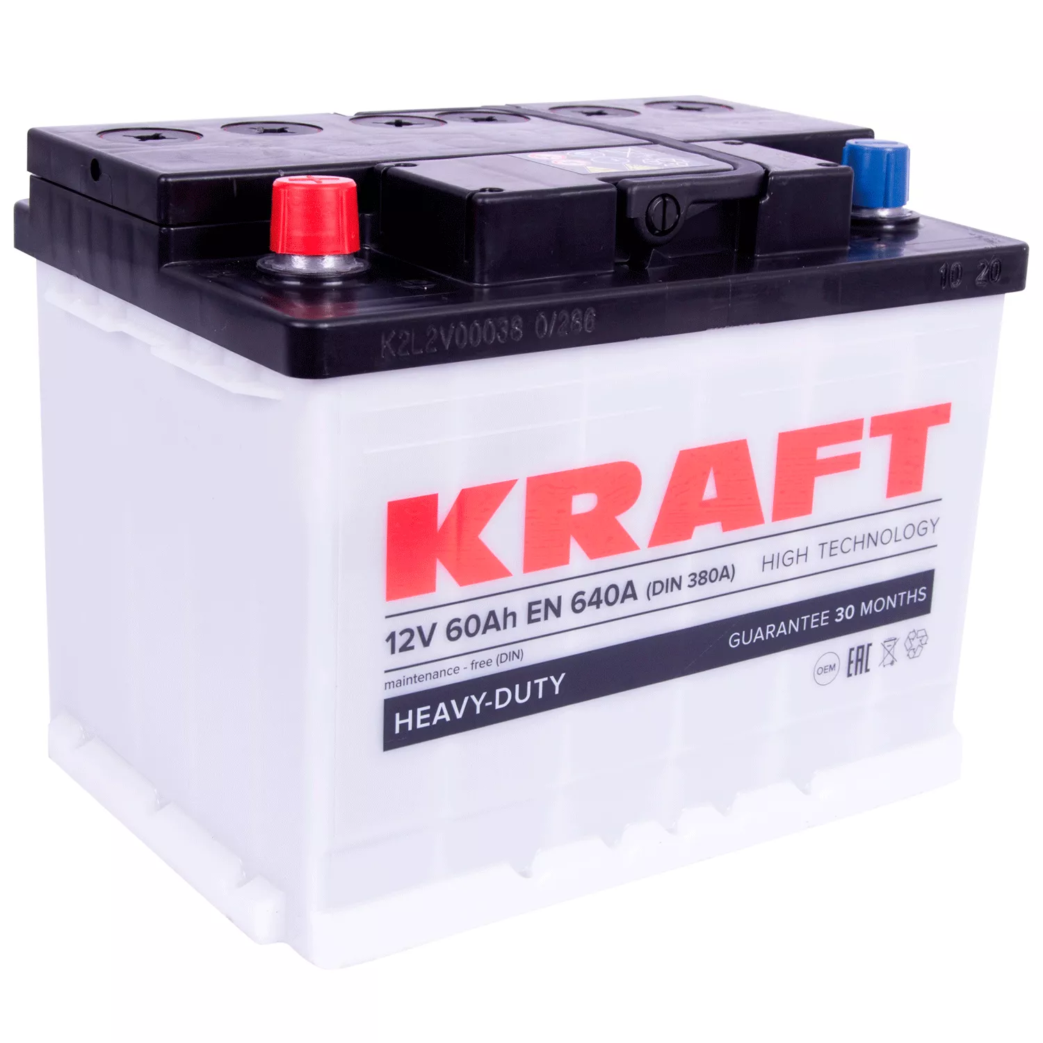 Автомобильный аккумулятор KRAFT 6СТ-60Ah 640A Аз (EN) (76320)