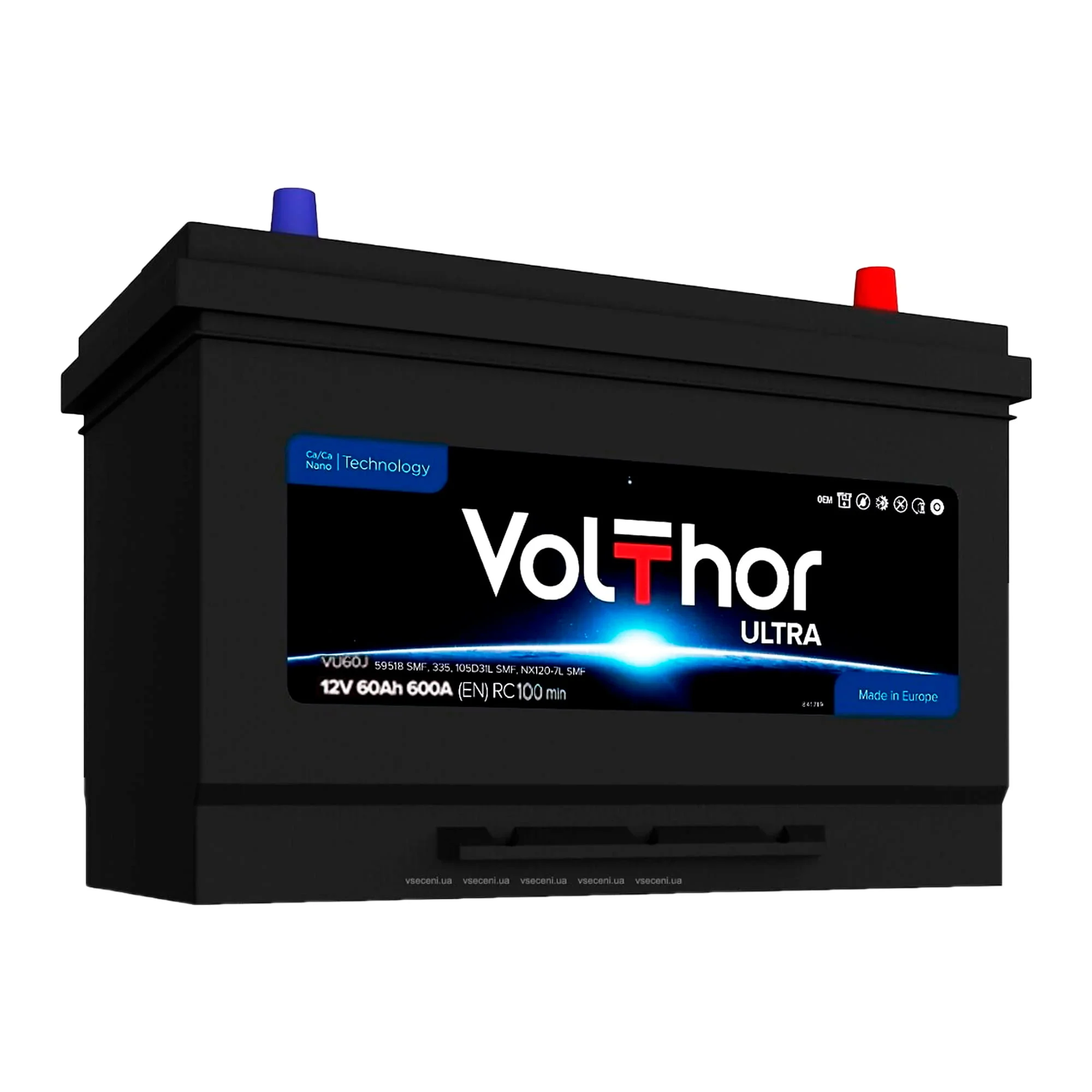 Автомобильный аккумулятор Volthor Ultra 6CT-60 АзЕ (SMF) (301660)
