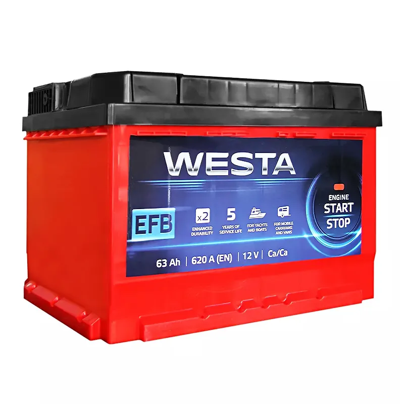 Автомобильный аккумулятор WESTA 6CT-63Ah EFB Start-Stop RED Аз (WEFB631)