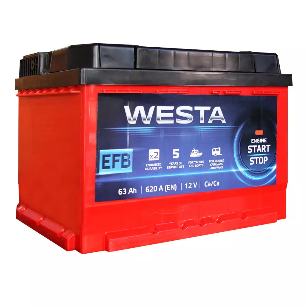 Автомобильный аккумулятор WESTA 6CT-63 А АзЕ RED EFB Start-Stop (WEFB6300LB2)