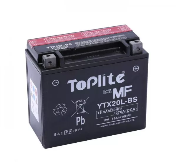 Мото аккумулятор TOPLITE 6СТ-18Ah 270A АзЕ (YTX20L-BS)