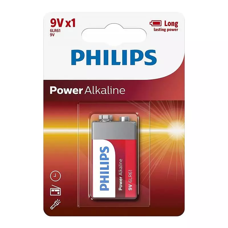 Батарейка Philips Power Alkaline 6LR61 BLI 1 (6LR61P1B/10)