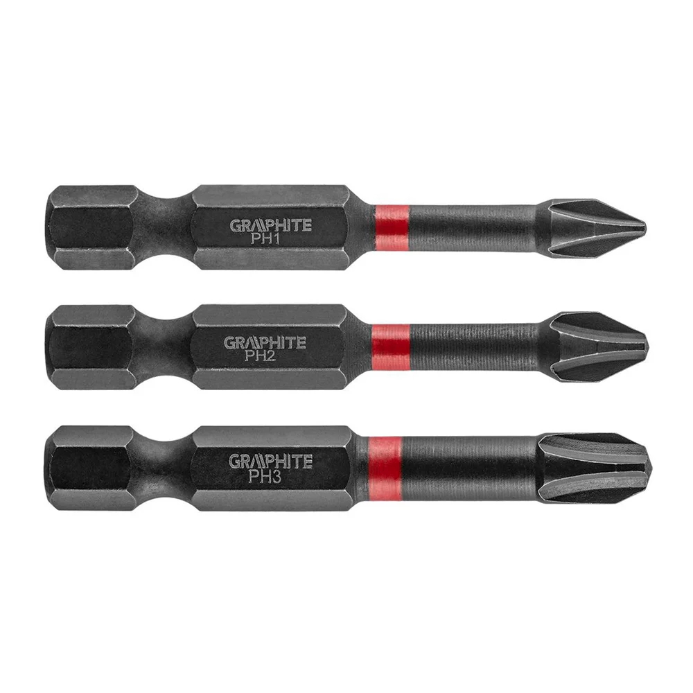 Биты GRAPHITE ударные PH1/2/3 x 50 мм 3 шт (56H543) Биты GRAPHITE ударные PH1/2/3 x 50 мм 3 шт (56H543)