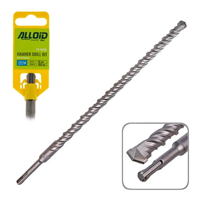 Бур Alloid SDS-plus S4 по бетону 10x450мм (FH-10450)