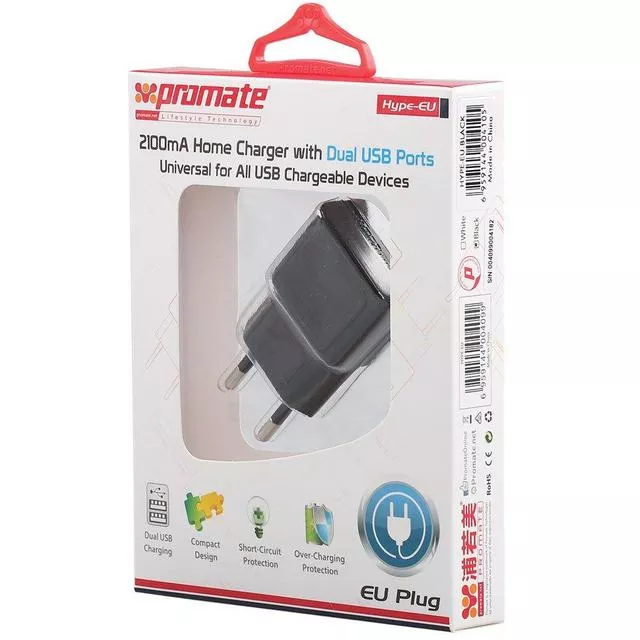 Зарядное устройство PROMATE Hype-EU Black (004105) Зарядное устройство PROMATE Hype-EU Black (004105)