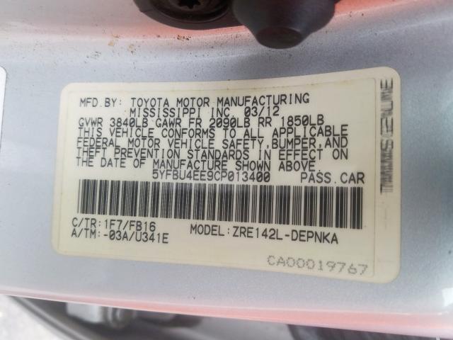 Toyota Corolla BA 2012