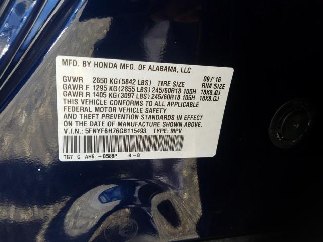Honda Pilot Exln 2016
