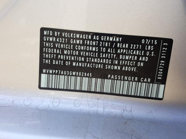 Volkswagen E-GOLF SEL 2016