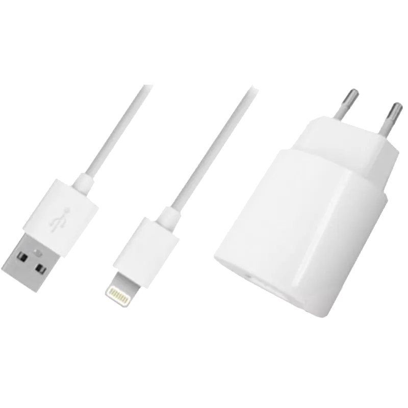 Зарядний мережевий пристрій GLOBAL MSH-TR-071 (1USB1A) з кабелем для iPhone 5 (білий) (446382)