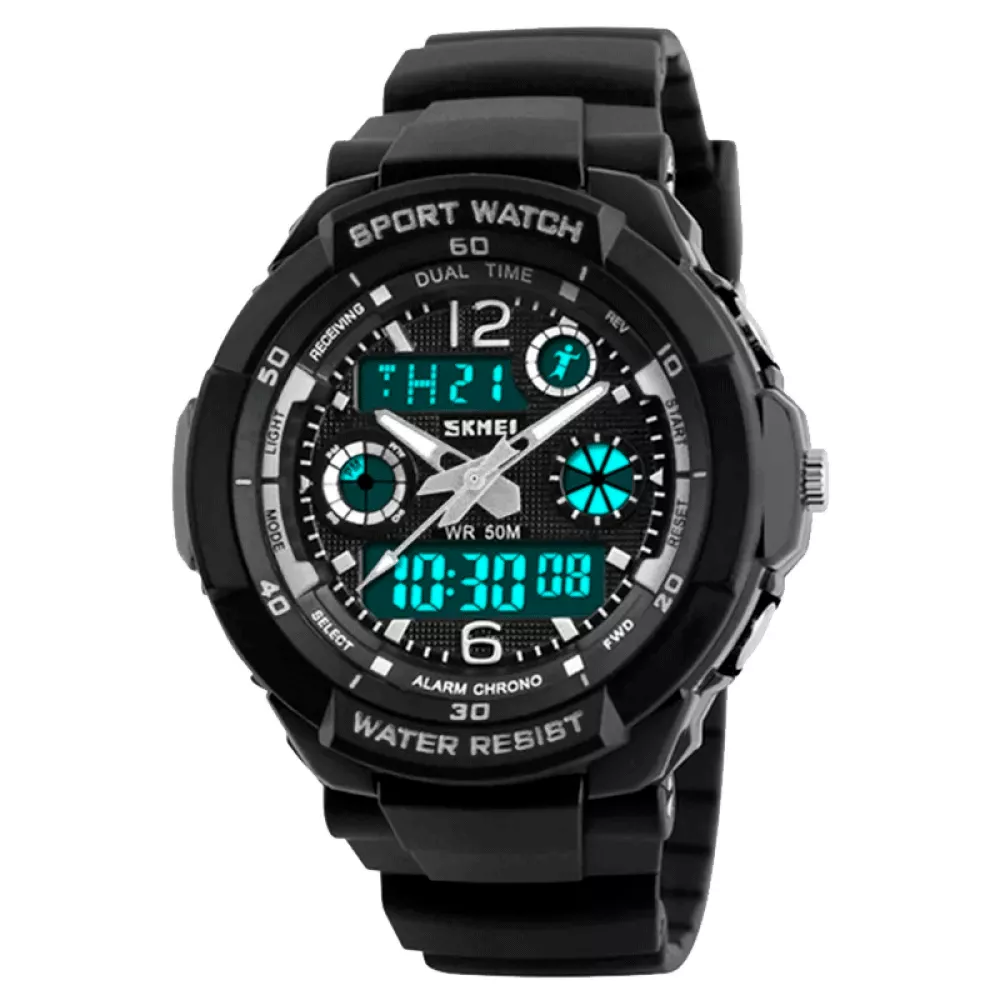 Часы спортивные Skmei 1060, черные, в металлическом боксе (175-1080-black) Часы спортивные Skmei 1060, черные, в металлическом боксе (175-1080-black)