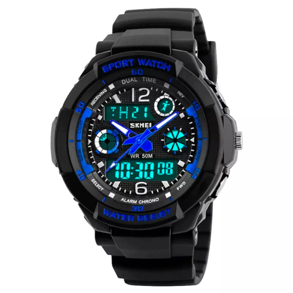 Часы спортивные Skmei 1060, черный-синий, в металлическом боксе (175-1080-black_blue) Часы спортивные Skmei 1060, черный-синий, в металлическом боксе (175-1080-black_blue)