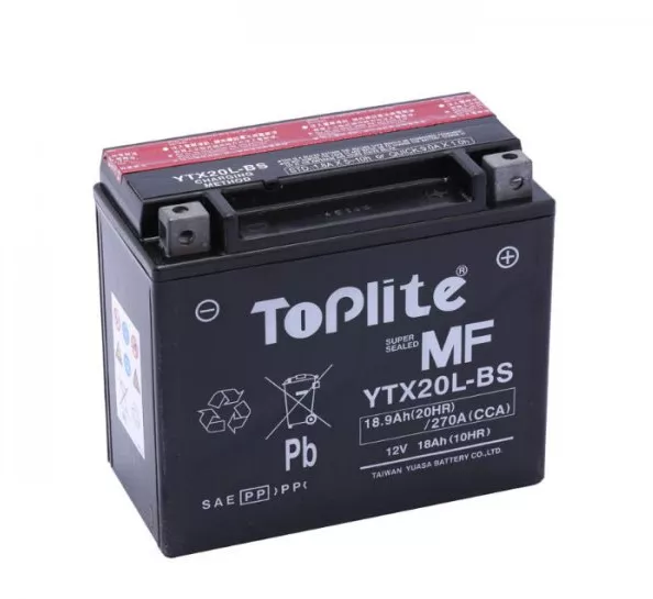 Мото аккумулятор TOPLITE 6СТ-16Ah Аз 207A (YB16B-A1)