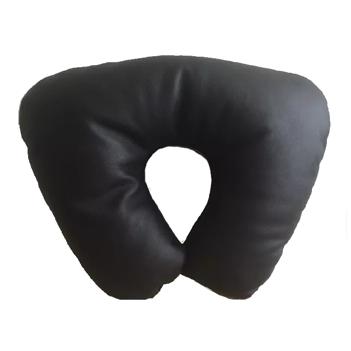 Подушка автомобільна підголівник КЕРДІС "Підкова" (чорна шкіра / байка) (830113)