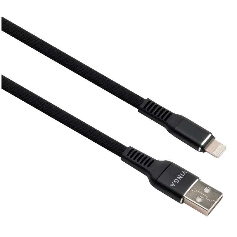Дата кабель Vinga USB 2.0 AM to Lightning 1.0m flat nylon black (VCPDCLFNB1BK) Дата кабель Vinga USB 2.0 AM to Lightning 1.0m flat nylon black (VCPDCLFNB1BK)