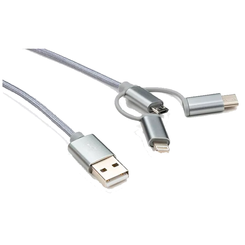 Дата кабель Vinga USB 2.0 AM to Type-C & Micro 5P & Lightning 1.0m (Charge3in1) Дата кабель Vinga USB 2.0 AM to Type-C & Micro 5P & Lightning 1.0m (Charge3in1)