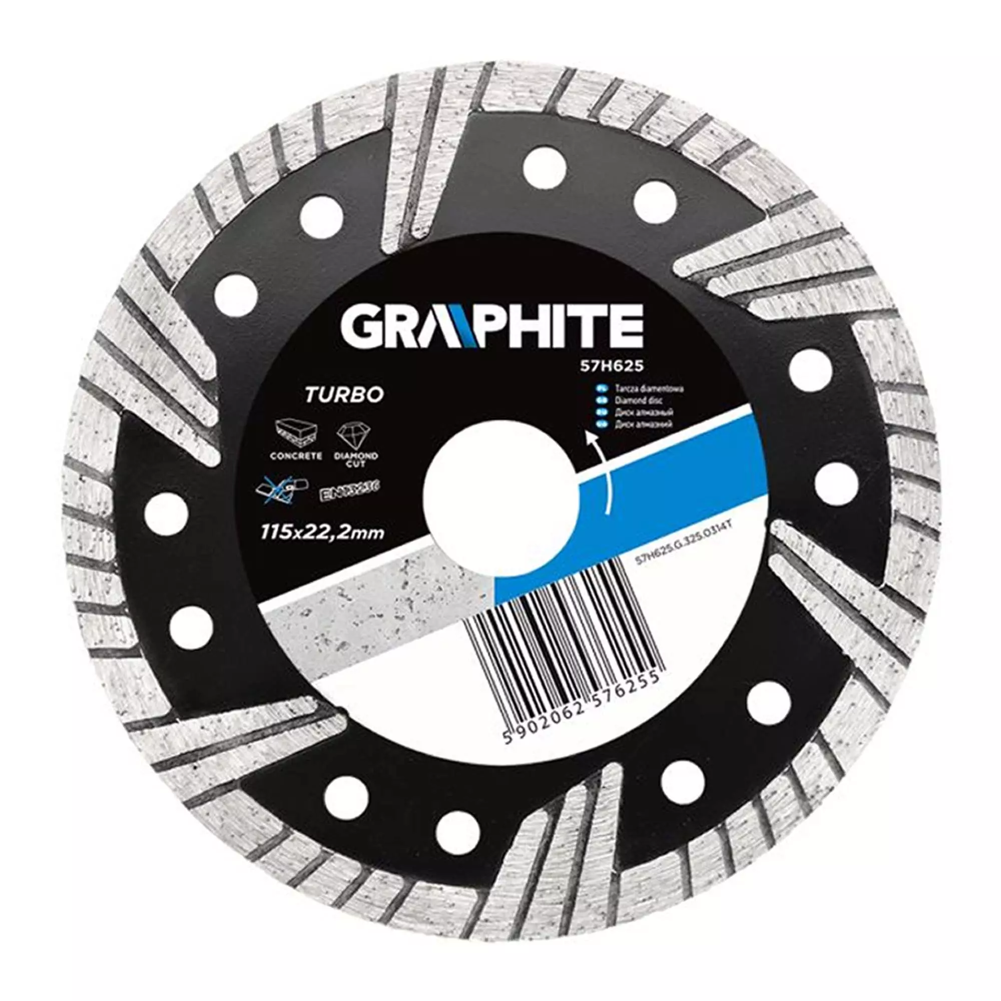 Диск алмазный GRAPHITE 115 х 22.2 мм, turbo (57H625) Диск алмазный GRAPHITE 115 х 22.2 мм, turbo (57H625)