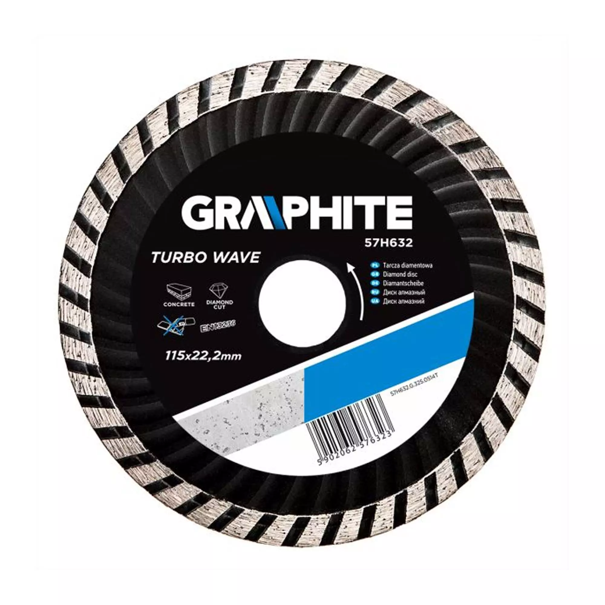 Диск алмазный GRAPHITE 115 х 22.2 мм, turbo wave (57H632)