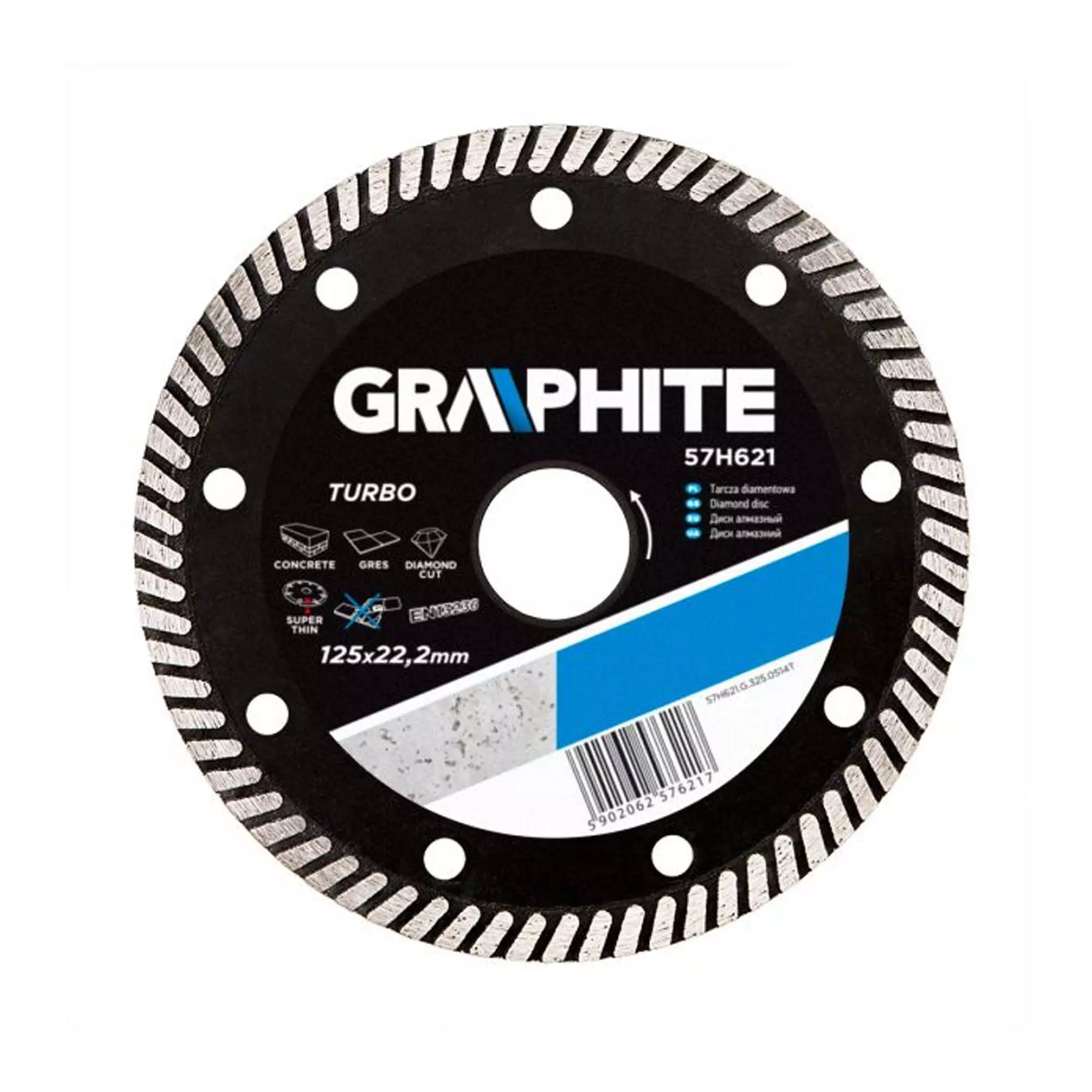Диск алмазний GRAPHITE 125 х 22.2 мм, turbo, ультратонкий (57H621)