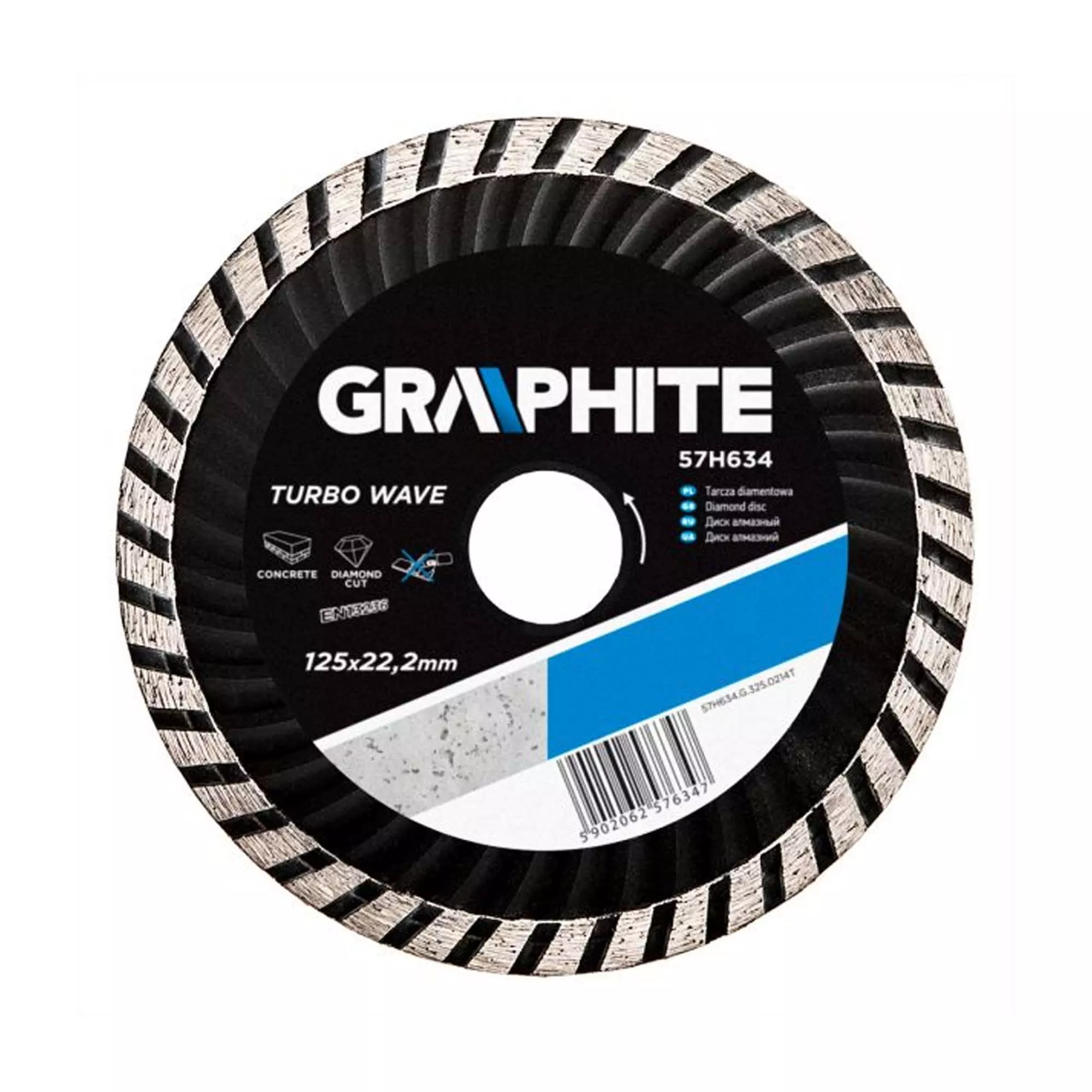 Диск алмазный GRAPHITE 125 х 22.2 мм, turbo wave (57H634) Диск алмазный GRAPHITE 125 х 22.2 мм, turbo wave (57H634)