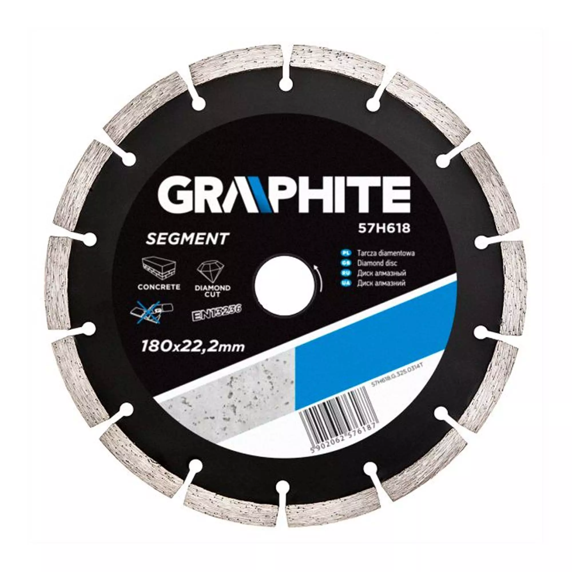 Диск алмазный GRAPHITE 180 х 22.2 мм, сегментный (57H618) Диск алмазный GRAPHITE 180 х 22.2 мм, сегментный (57H618)