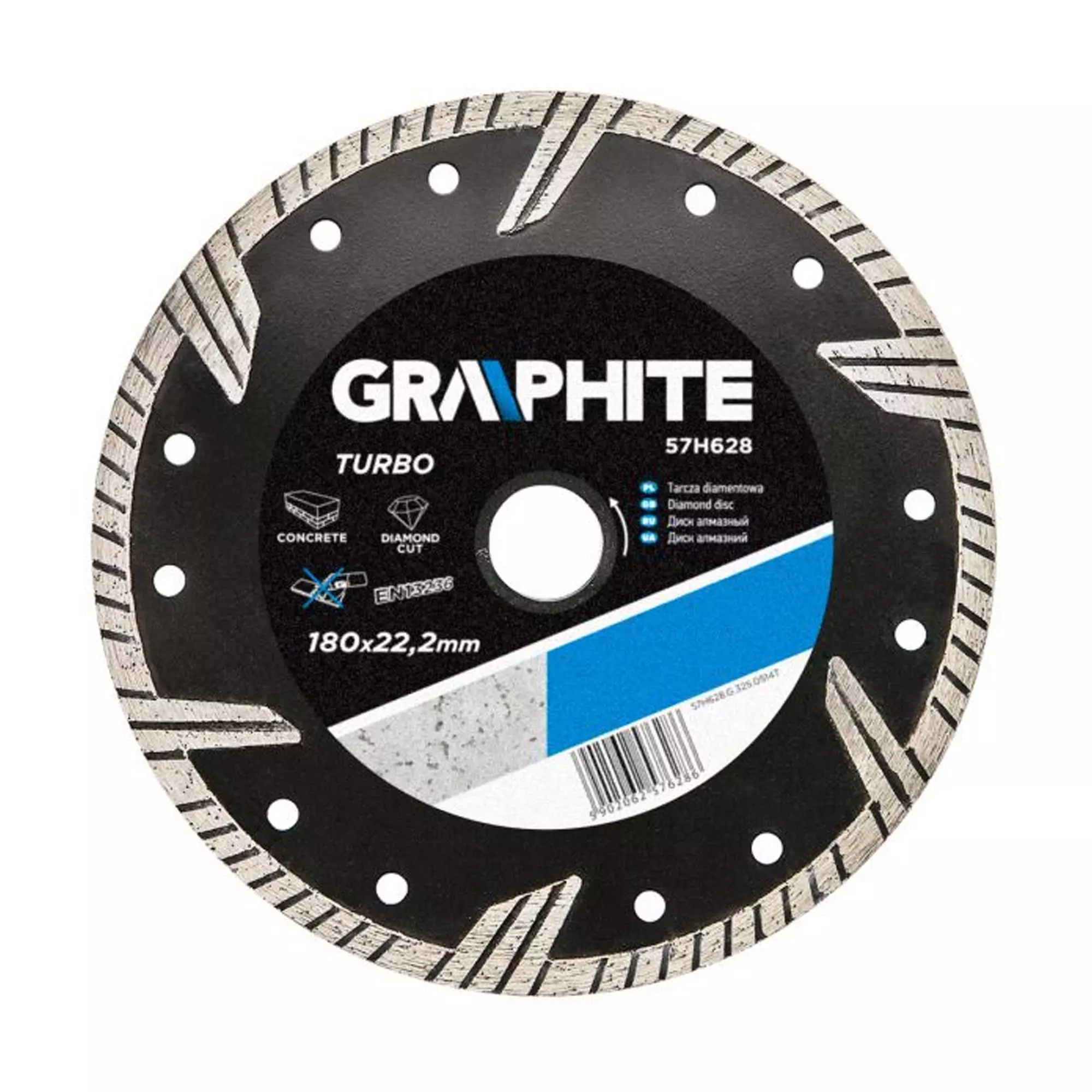 Диск алмазный GRAPHITE 180 х 22.2 мм, turbo (57H628) Диск алмазный GRAPHITE 180 х 22.2 мм, turbo (57H628)