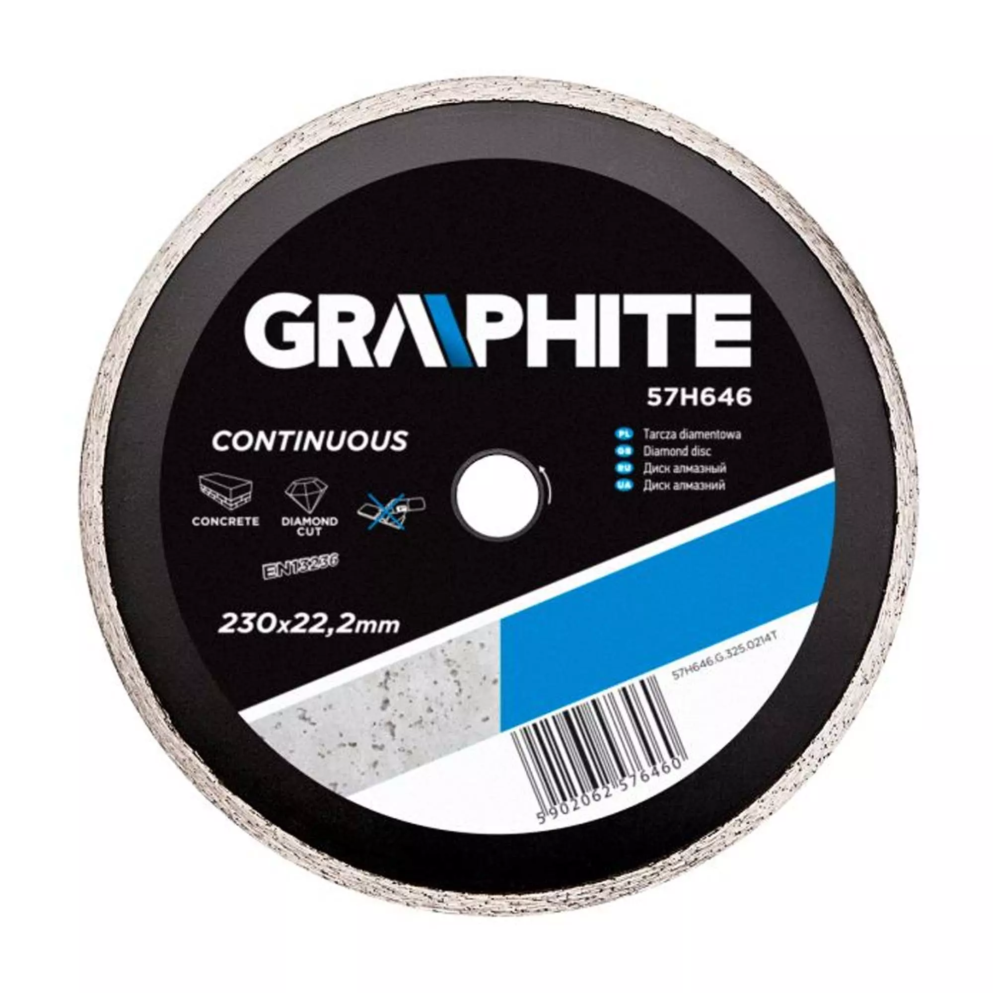 Диск алмазный GRAPHITE 230 х 22.2 мм, сплошной (57H646) Диск алмазный GRAPHITE 230 х 22.2 мм, сплошной (57H646)