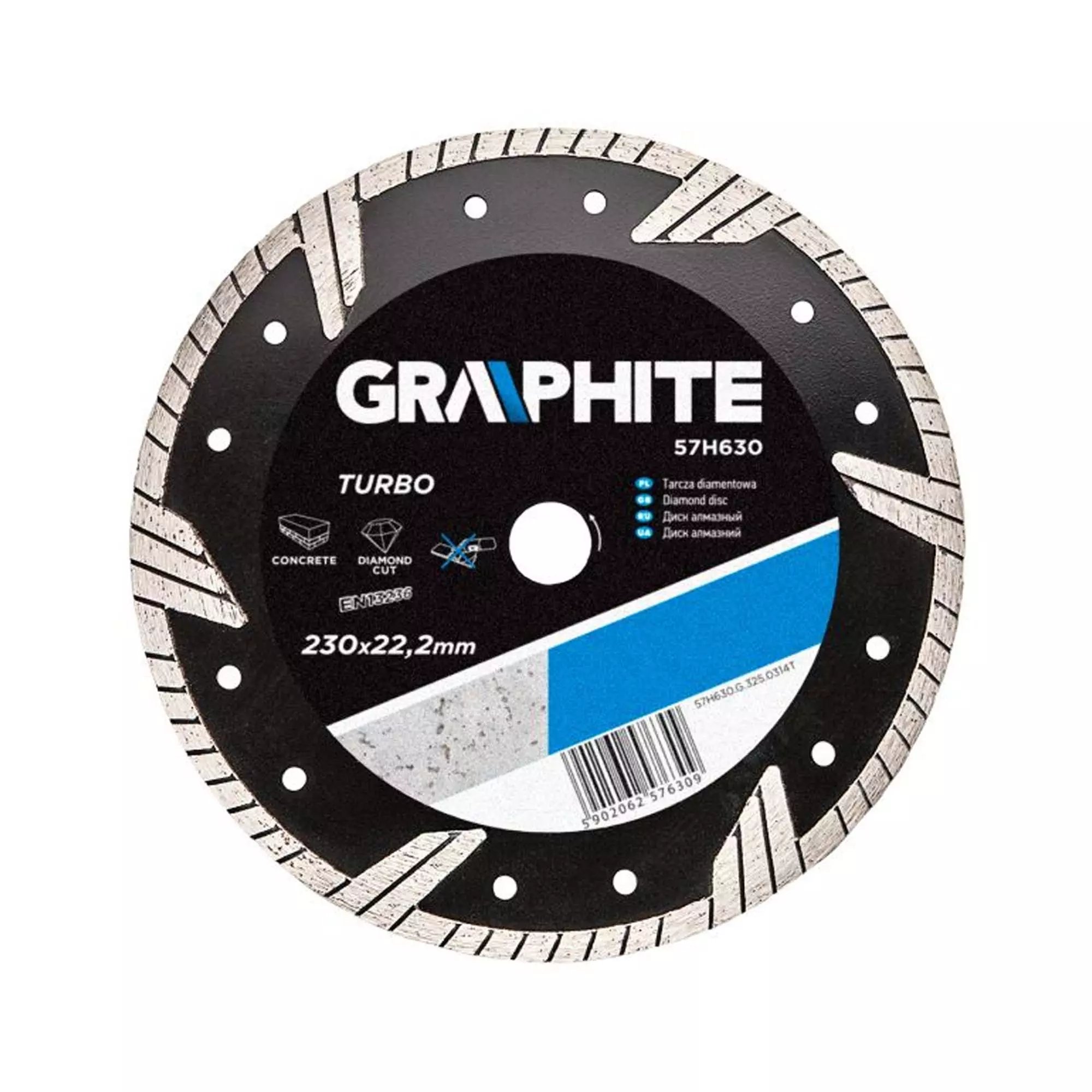 Диск алмазный GRAPHITE 230 х 22.2 мм, turbo (57H630) Диск алмазный GRAPHITE 230 х 22.2 мм, turbo (57H630)