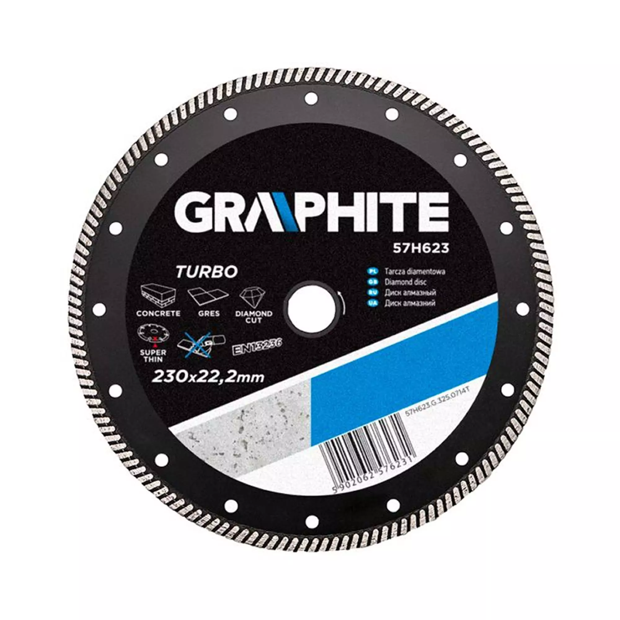 Диск алмазный GRAPHITE 230 х 22.2 мм, turbo, ультратонкий (57H623)