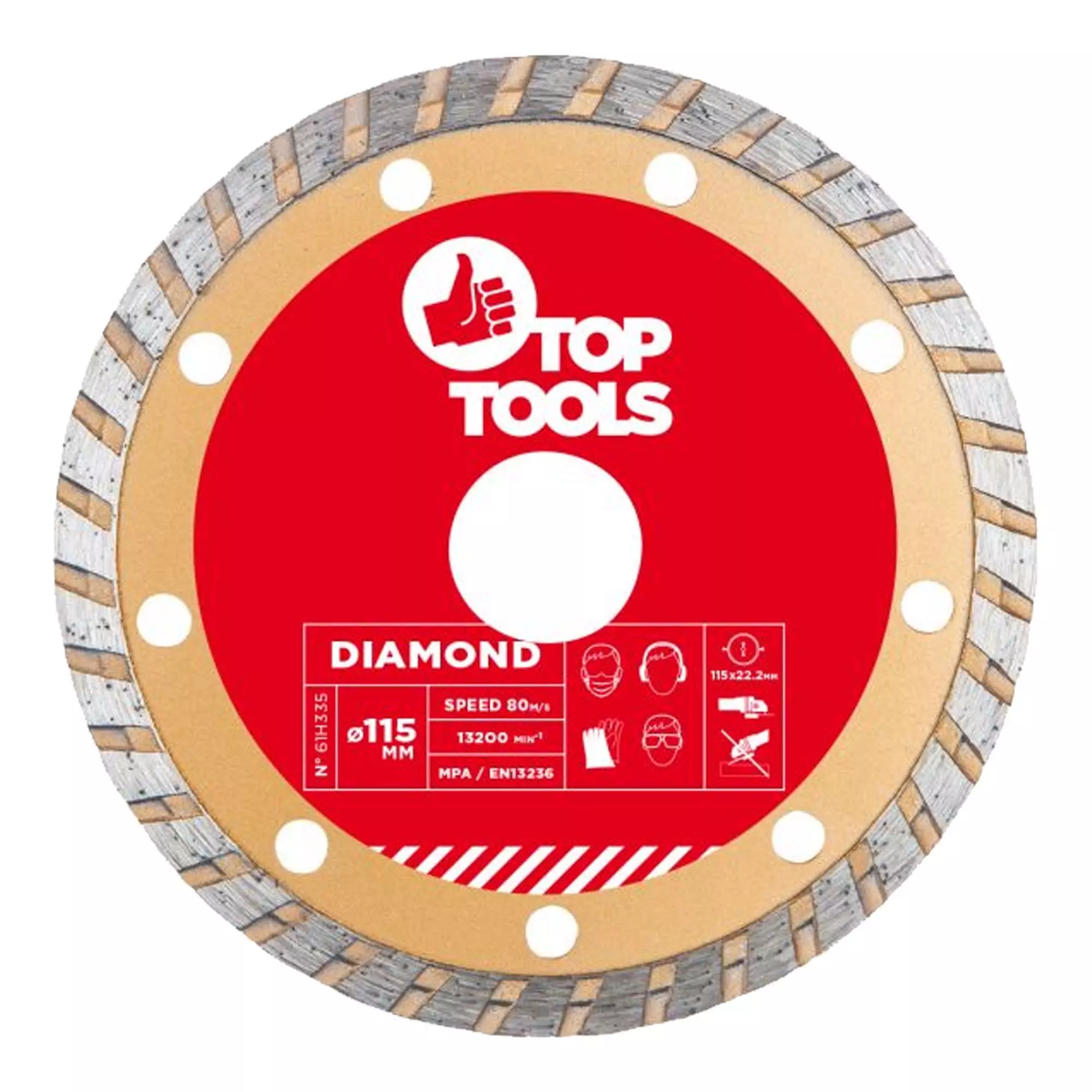 Диск алмазний Top Tools 115 x 22.2мм turbo (61H335)