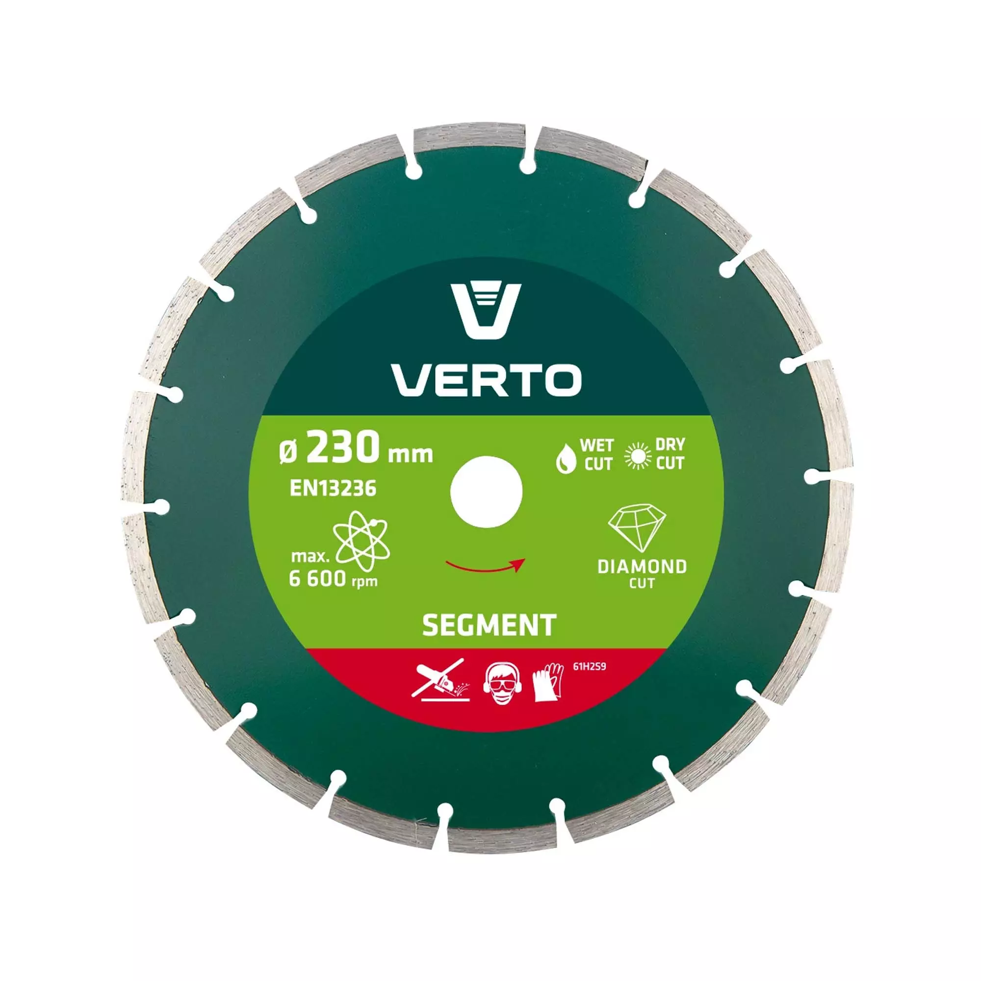 Диск алмазный VERTO 230 x 22.2 мм, сегментный (61H2S9) Диск алмазный VERTO 230 x 22.2 мм, сегментный (61H2S9)