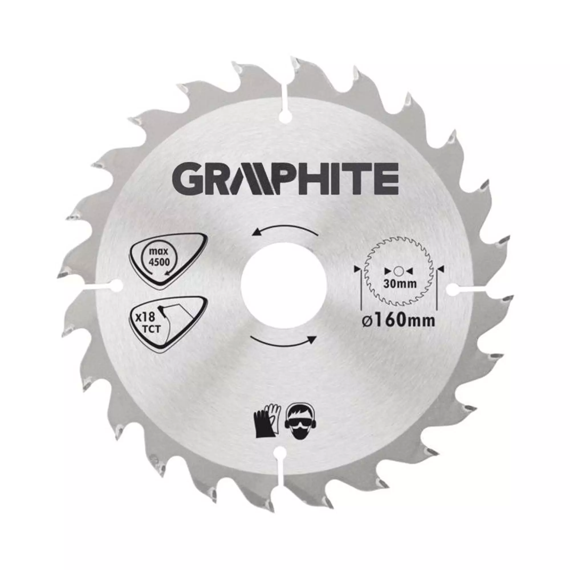 Диск отрезной GRAPHITE 160 x 30 мм, 18 зубьев (57H656) Диск отрезной GRAPHITE 160 x 30 мм, 18 зубьев (57H656)