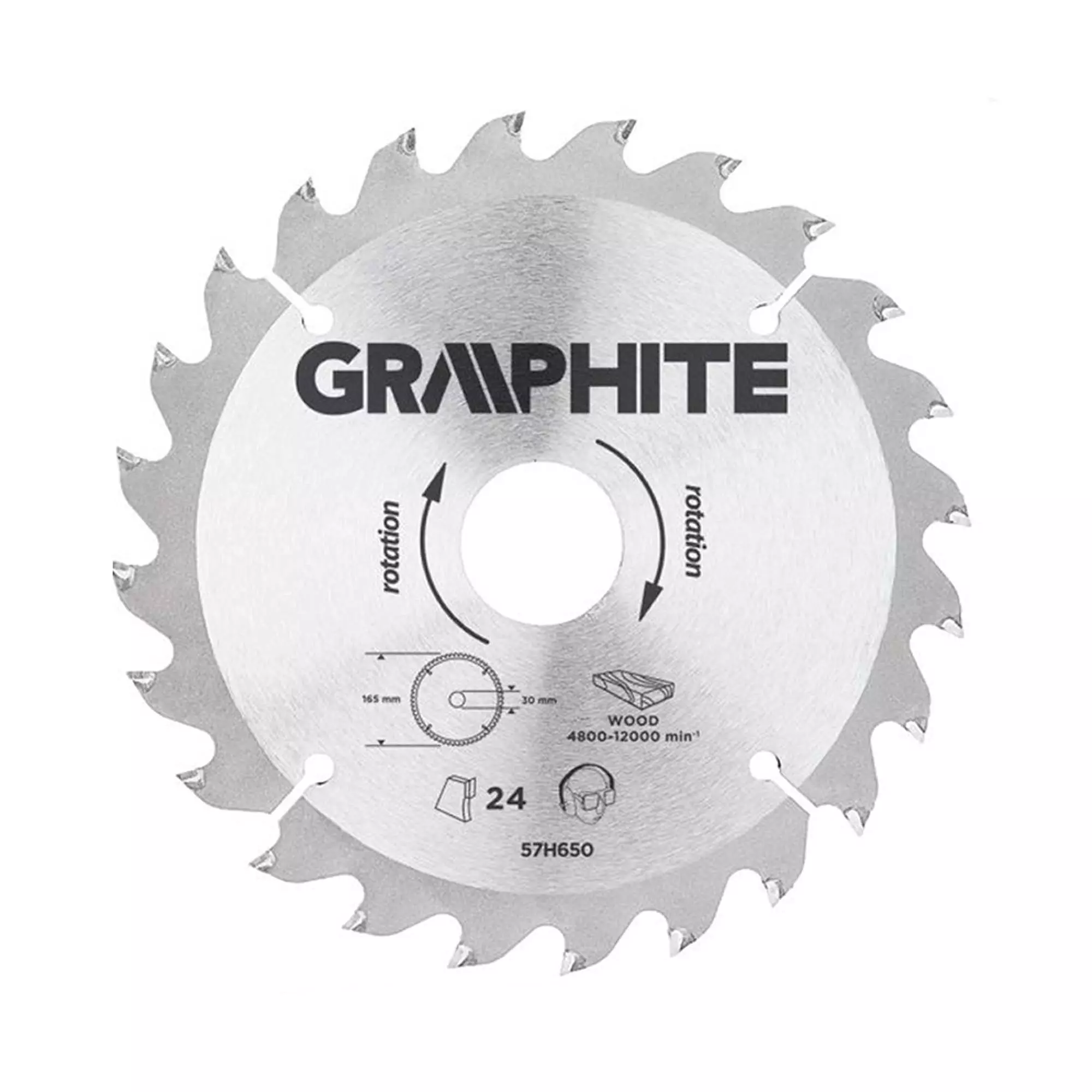 Диск відрізний GRAPHITE 165 x 30 мм, 24 зуби (57H650)