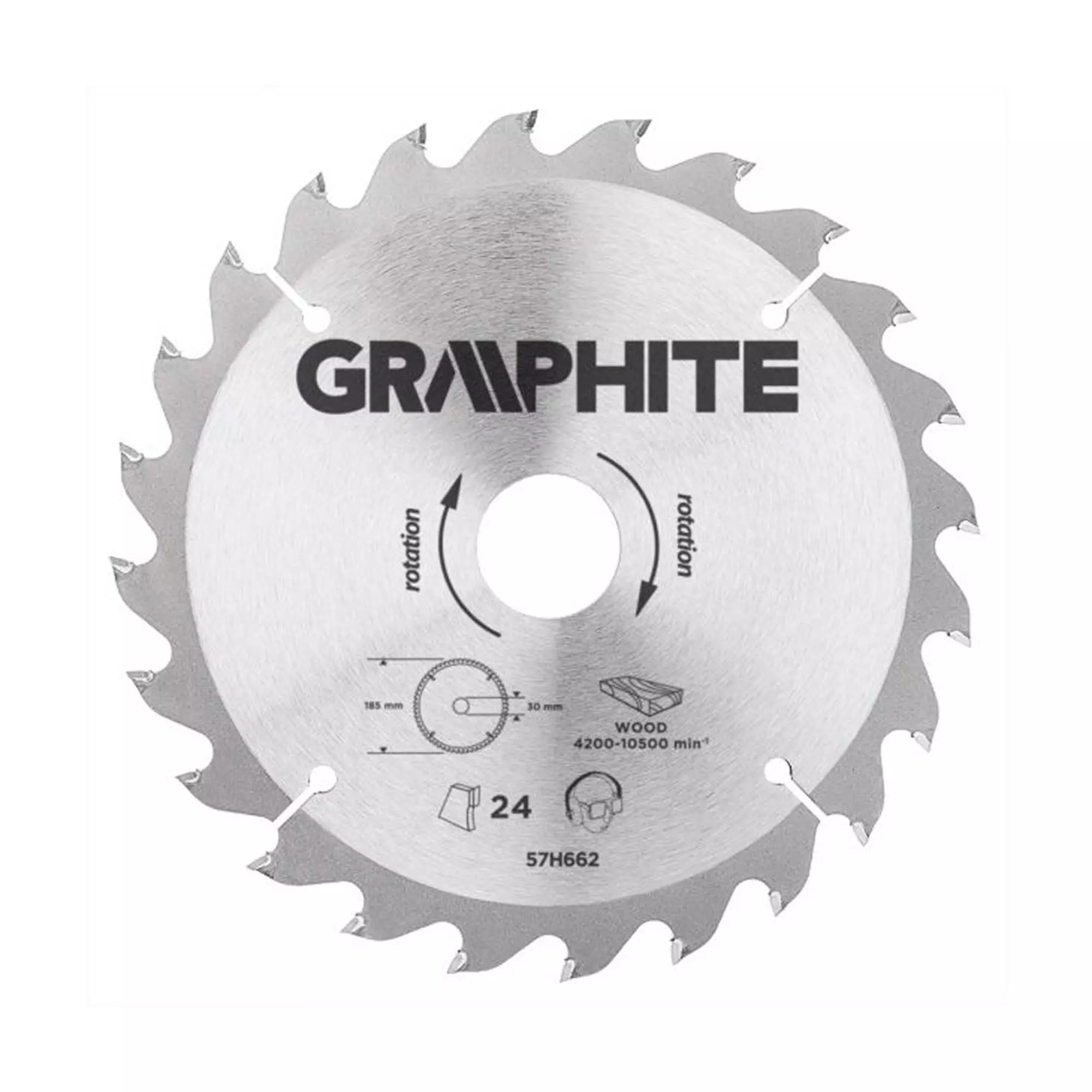 Диск отрезной GRAPHITE 185 x 30 мм, 24 зуба (57H662) Диск отрезной GRAPHITE 185 x 30 мм, 24 зуба (57H662)