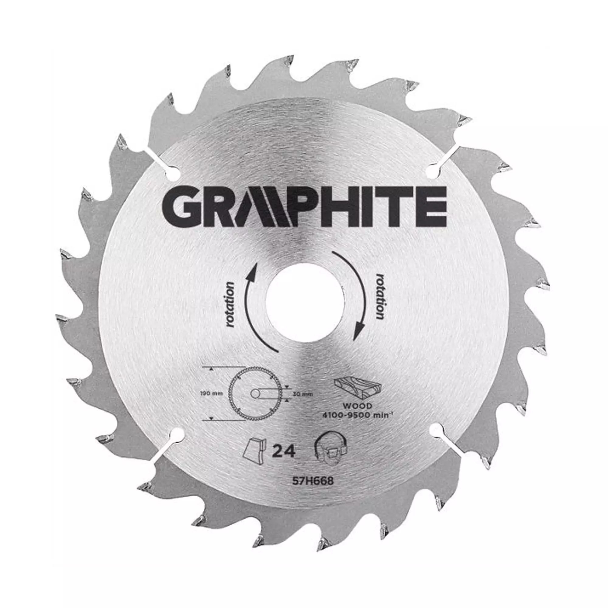Диск отрезной GRAPHITE 190 x 30 мм, 24 зуба (57H668)