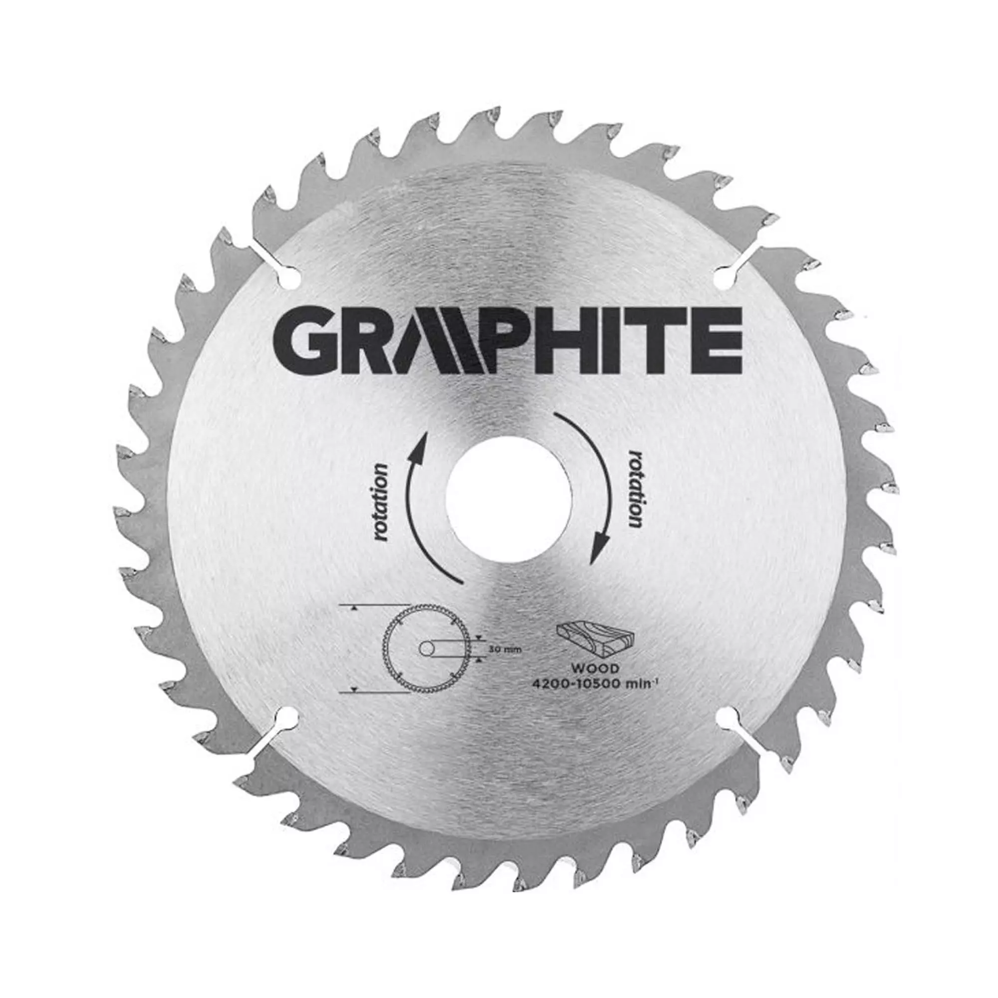 Диск отрезной GRAPHITE 190 x 30 мм, 40 зубьев (57H670) Диск отрезной GRAPHITE 190 x 30 мм, 40 зубьев (57H670)