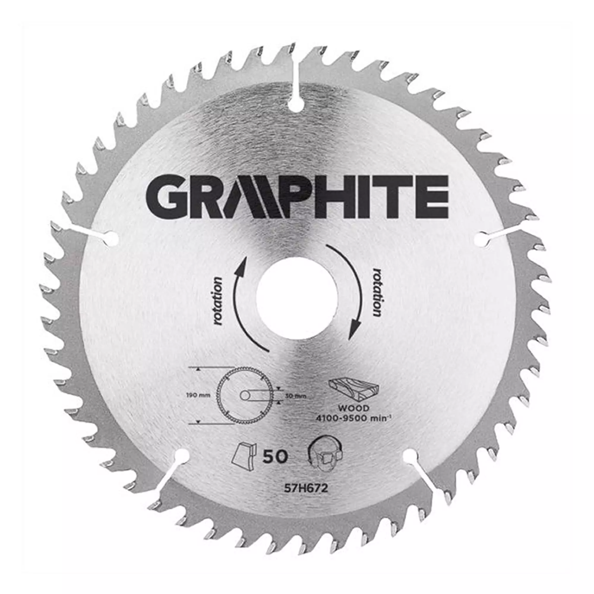Диск отрезной GRAPHITE 190 x 30 мм, 50 зубьев (57H672) Диск отрезной GRAPHITE 190 x 30 мм, 50 зубьев (57H672)