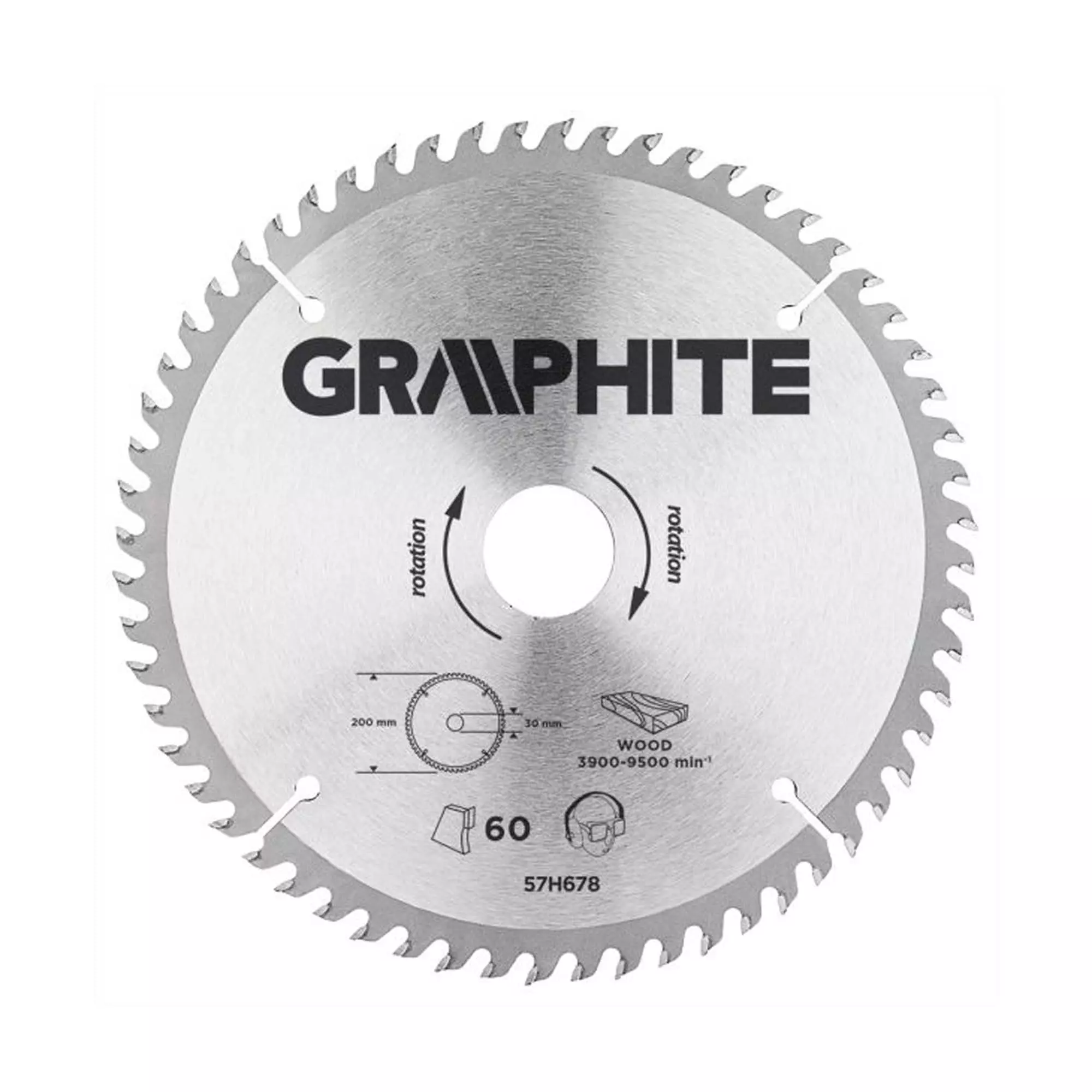 Диск відрізний GRAPHITE 200 x 30 мм, 60 зубів (57H678) Диск відрізний GRAPHITE 200 x 30 мм, 60 зубів (57H678)