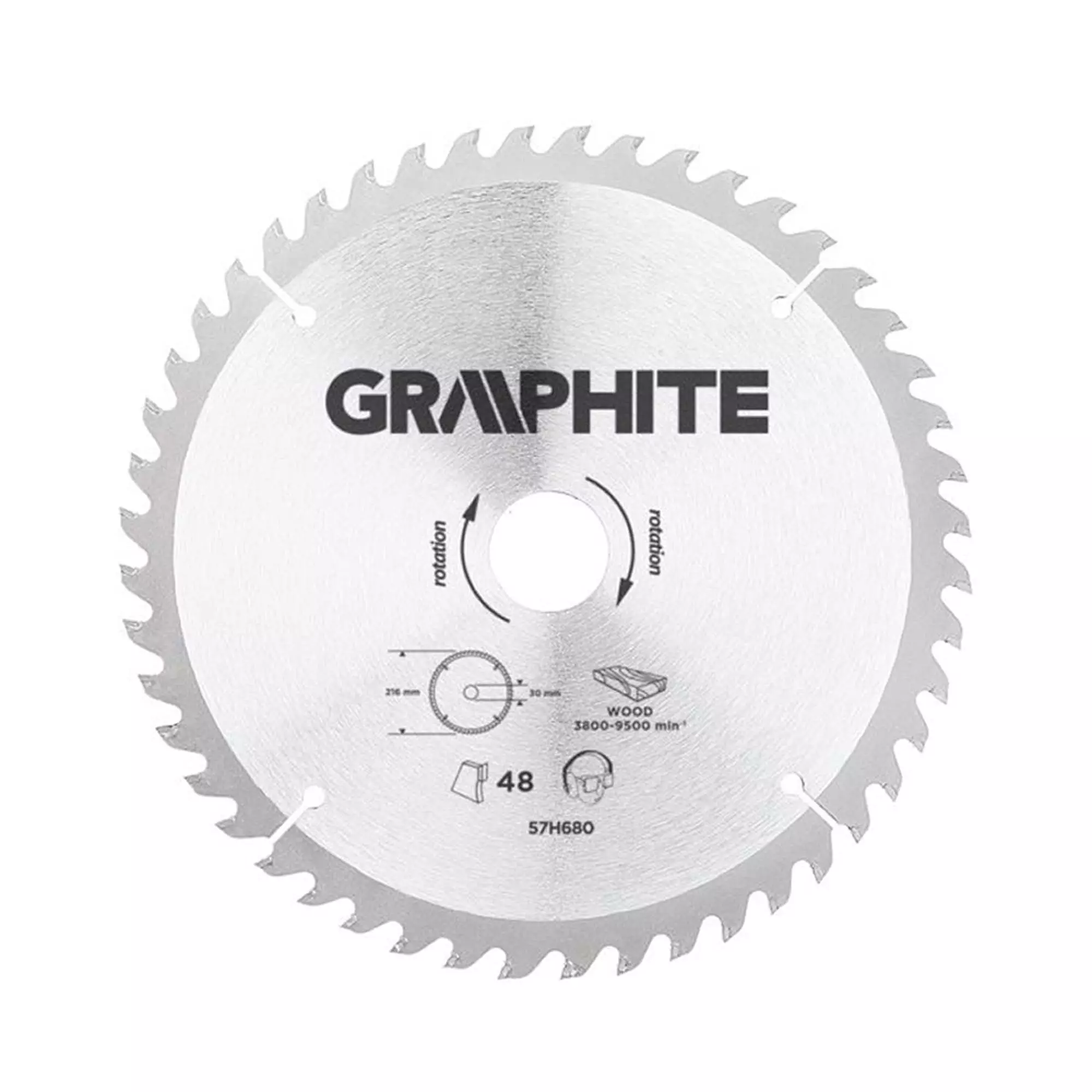 Диск отрезной GRAPHITE 216 x 30 мм, 48 зубьев, карбид кремния (57H680) Диск отрезной GRAPHITE 216 x 30 мм, 48 зубьев, карбид кремния (57H680)