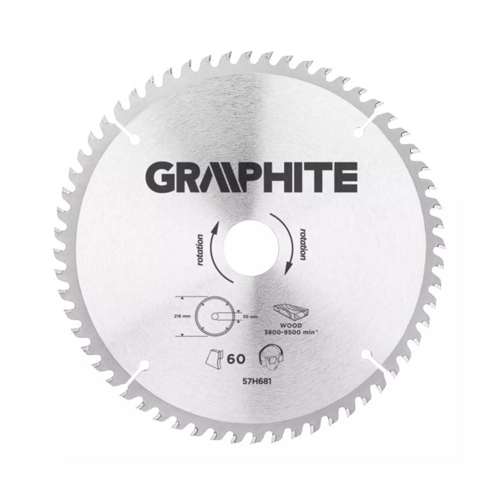 Диск отрезной GRAPHITE 216 x 30 мм, 60 зубьев, карбид кремния (57H681) Диск отрезной GRAPHITE 216 x 30 мм, 60 зубьев, карбид кремния (57H681)