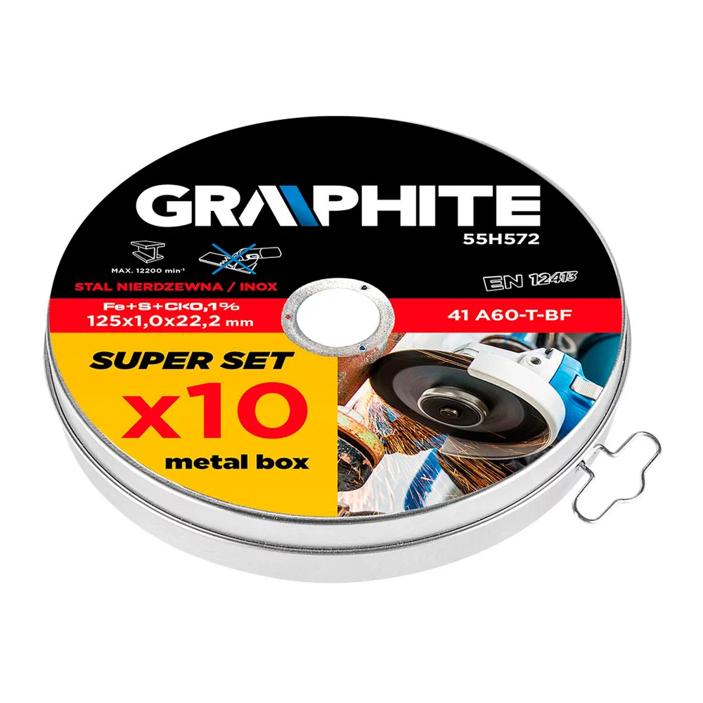 Диск відрізний по металу GRAPHITE 125 x 0.8 х2 2.2 мм 10 шт (55H572) Диск відрізний по металу GRAPHITE 125 x 0.8 х2 2.2 мм 10 шт (55H572)
