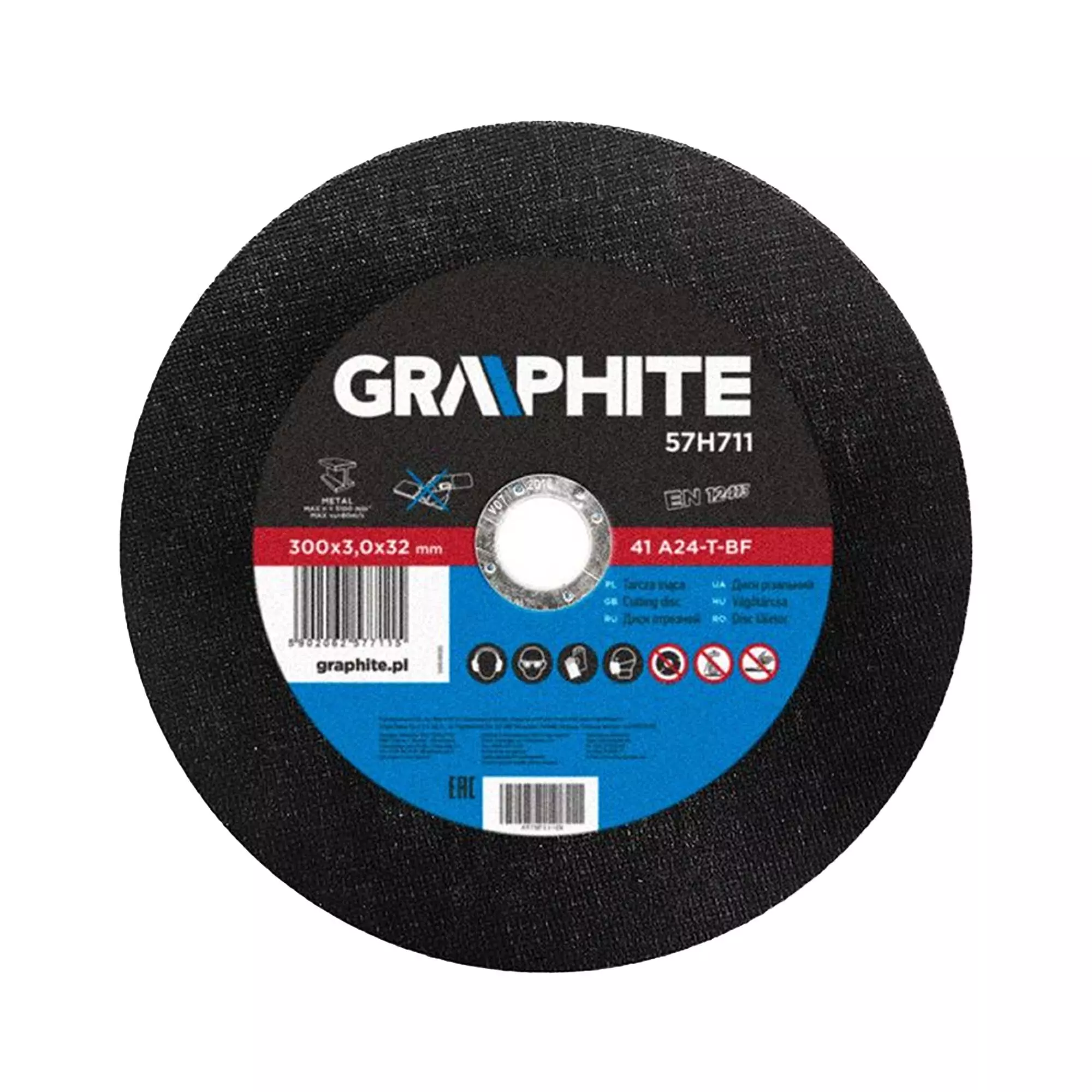 Диск отрезной по металлу GRAPHITE 300 x 3.0 x 32 мм, 41 A24-T-BF (57H711) Диск отрезной по металлу GRAPHITE 300 x 3.0 x 32 мм, 41 A24-T-BF (57H711)